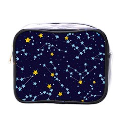 Seamless pattern with cartoon zodiac constellations starry sky Mini Toiletries Bag (One Side)