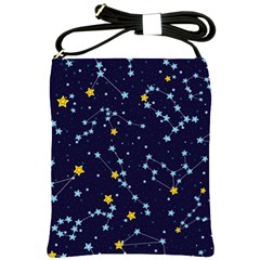 Seamless pattern with cartoon zodiac constellations starry sky Shoulder Sling Bag