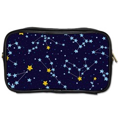 Seamless pattern with cartoon zodiac constellations starry sky Toiletries Bag (Two Sides)