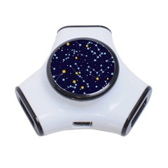 Seamless pattern with cartoon zodiac constellations starry sky 3-Port USB Hub