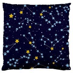 Seamless pattern with cartoon zodiac constellations starry sky Large Cushion Case (Two Sides)