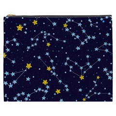 Seamless pattern with cartoon zodiac constellations starry sky Cosmetic Bag (XXXL)