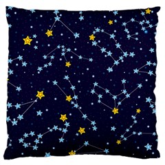 Seamless pattern with cartoon zodiac constellations starry sky Standard Flano Cushion Case (One Side)