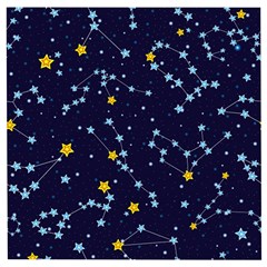 Seamless pattern with cartoon zodiac constellations starry sky Wooden Puzzle Square