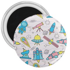 Cute Seamless Pattern With Space 3  Magnets by BangZart