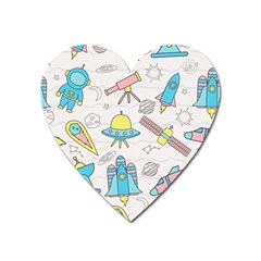 Cute Seamless Pattern With Space Heart Magnet by BangZart