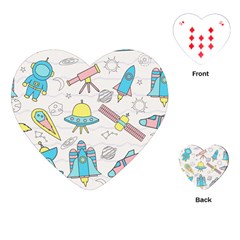 Cute Seamless Pattern With Space Playing Cards Single Design (heart) by BangZart