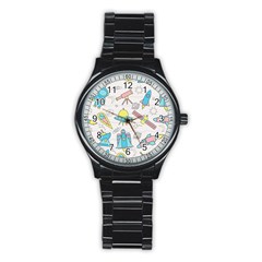 Cute Seamless Pattern With Space Stainless Steel Round Watch