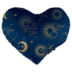 Seamless Galaxy Pattern Large 19  Premium Heart Shape Cushions