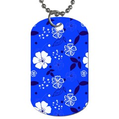 Blooming Seamless Pattern Blue Colors Dog Tag (one Side)