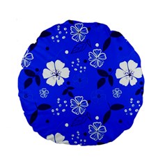 Blooming Seamless Pattern Blue Colors Standard 15  Premium Round Cushions