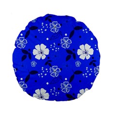 Blooming Seamless Pattern Blue Colors Standard 15  Premium Flano Round Cushions