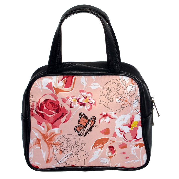 Beautiful seamless spring pattern with roses peony orchid succulents Classic Handbag (Two Sides)