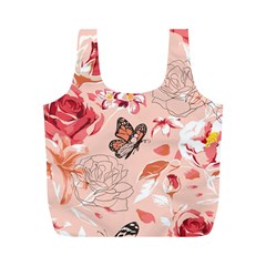 Beautiful Seamless Spring Pattern With Roses Peony Orchid Succulents Full Print Recycle Bag (m)