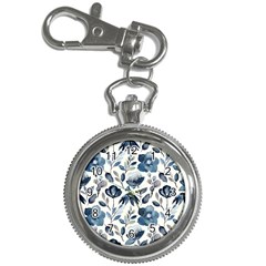 Indigo Watercolor Floral Seamless Pattern Key Chain Watches