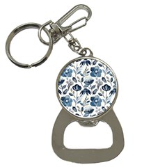 Indigo Watercolor Floral Seamless Pattern Bottle Opener Key Chain by BangZart