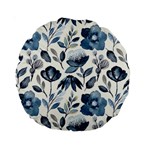 Indigo watercolor floral seamless pattern Standard 15  Premium Round Cushions Back