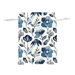 Indigo Watercolor Floral Seamless Pattern Lightweight Drawstring Pouch (m)