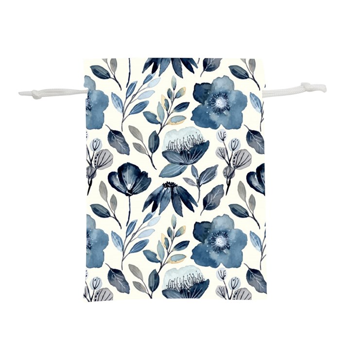 Indigo watercolor floral seamless pattern Lightweight Drawstring Pouch (M)