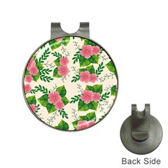 Cute Pink Flowers With Leaves-pattern Hat Clips With Golf Markers by BangZart