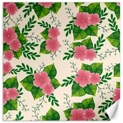 Cute Pink Flowers With Leaves-pattern Canvas 20  X 20  by BangZart