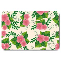 Cute Pink Flowers With Leaves-pattern Large Doormat  by BangZart