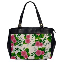 Cute Pink Flowers With Leaves-pattern Oversize Office Handbag by BangZart