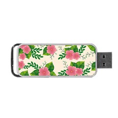 Cute Pink Flowers With Leaves-pattern Portable Usb Flash (one Side) by BangZart