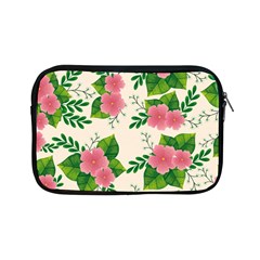 Cute Pink Flowers With Leaves-pattern Apple Ipad Mini Zipper Cases