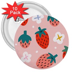 Strawberry Seamless Pattern 3  Buttons (10 Pack)  by BangZart