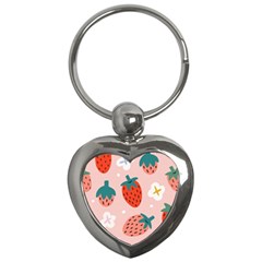 Strawberry Seamless Pattern Key Chain (heart) by BangZart