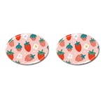 Strawberry seamless pattern Cufflinks (Oval) Front(Pair)