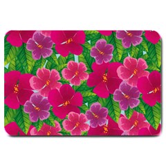 Background Cute Flowers Fuchsia With Leaves Large Doormat  by BangZart