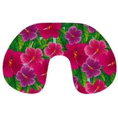 Background Cute Flowers Fuchsia With Leaves Travel Neck Pillow