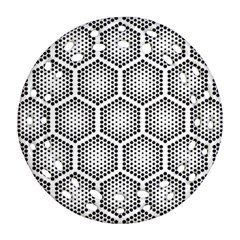 Halftone Tech Hexagons Seamless Pattern Round Filigree Ornament (two Sides) by BangZart