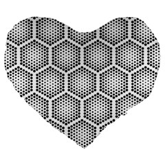 Halftone Tech Hexagons Seamless Pattern Large 19  Premium Flano Heart Shape Cushions by BangZart