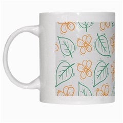 Hand Drawn Cute Flowers With Leaves Pattern White Mugs by BangZart