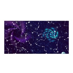 Realistic Night Sky Poster With Constellations Satin Wrap