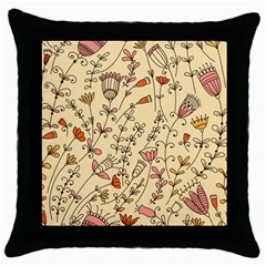 Seamless Pattern With Different Flowers Throw Pillow Case (black) by BangZart