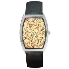 Seamless Pattern With Different Flowers Barrel Style Metal Watch by BangZart