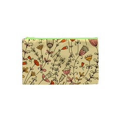 Seamless Pattern With Different Flowers Cosmetic Bag (xs)