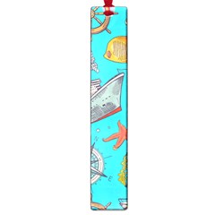 Colored Sketched Sea Elements Pattern Background Sea Life Animals Illustration Large Book Marks