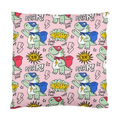 Seamless Pattern With Many Funny Cute Superhero Dinosaurs T Rex Mask Cloak With Comics Style Standard Cushion Case (two Sides) by BangZart