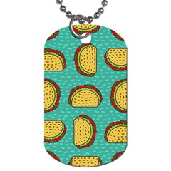 Taco Drawing Background Mexican Fast Food Pattern Dog Tag (one Side) by BangZart