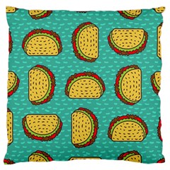 Taco Drawing Background Mexican Fast Food Pattern Large Cushion Case (one Side) by BangZart