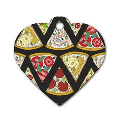 Vector Seamless Pattern With Italian Pizza Top View Dog Tag Heart (one Side) by BangZart