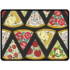 Vector Seamless Pattern With Italian Pizza Top View Double Sided Fleece Blanket (large) 