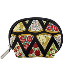 Vector Seamless Pattern With Italian Pizza Top View Accessory Pouch (small)