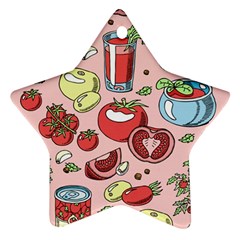 Tomato seamless pattern juicy tomatoes food sauce ketchup soup paste with fresh red vegetables Ornament (Star)