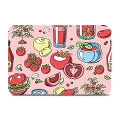 Tomato seamless pattern juicy tomatoes food sauce ketchup soup paste with fresh red vegetables Plate Mats